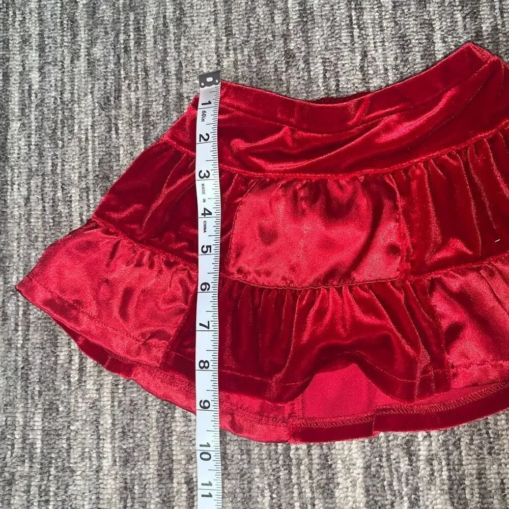 The Childrens Place Girls Size 3T Velvet Top & Skirt‎ Set Red Black Velvet